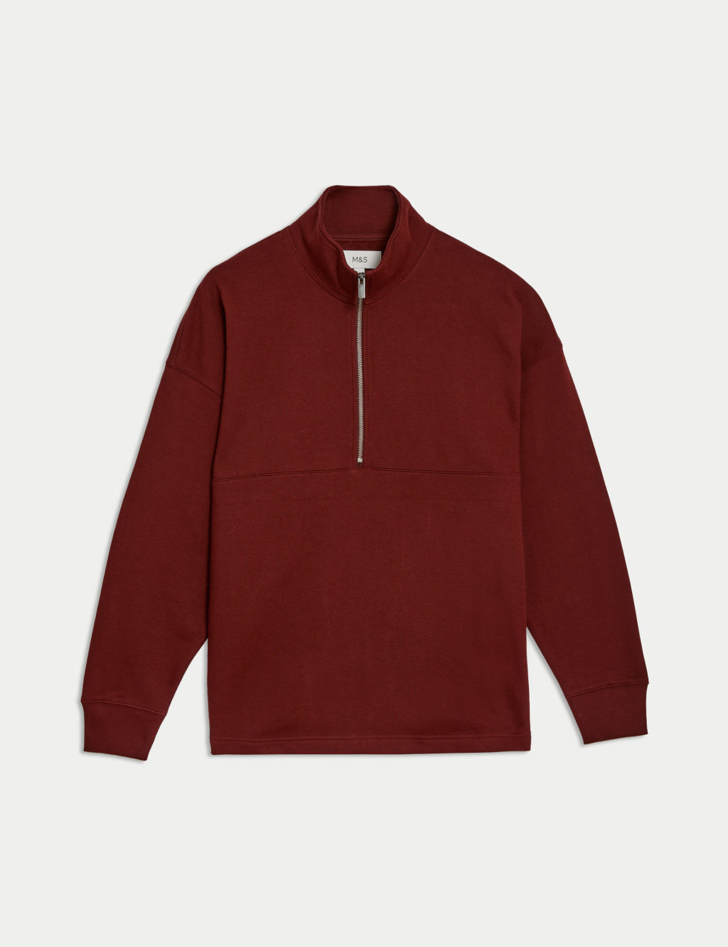 Cotton Rich Funnel Neck Half Zip Sweatshirt
