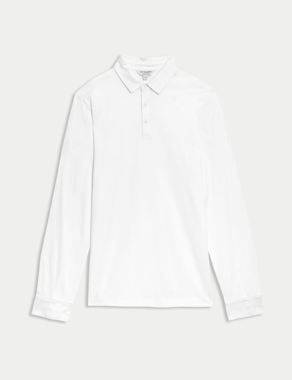 Supima® Cotton Long Sleeve Polo Shirt in White main image 1