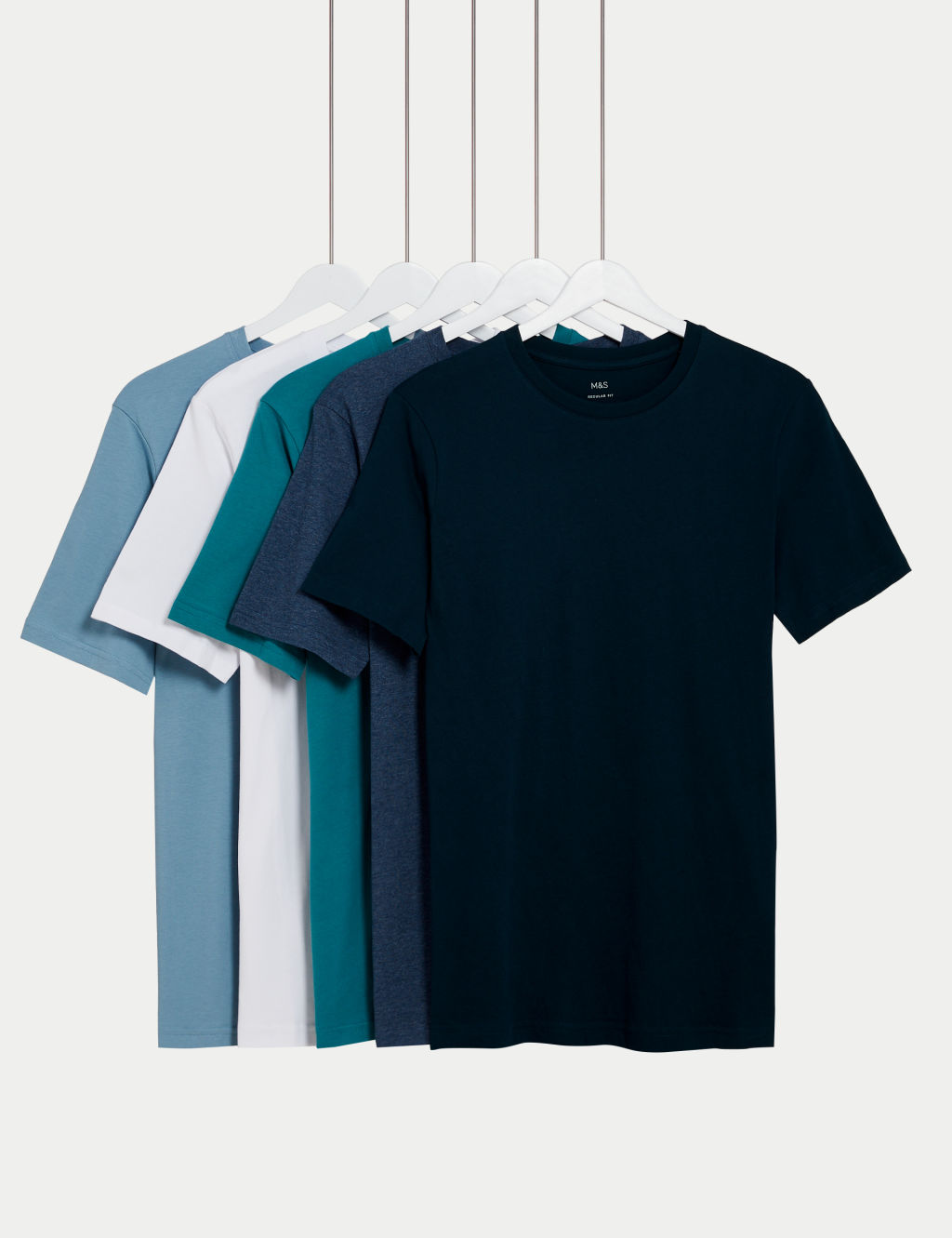 5pk Pure Cotton Crew Neck T-Shirts