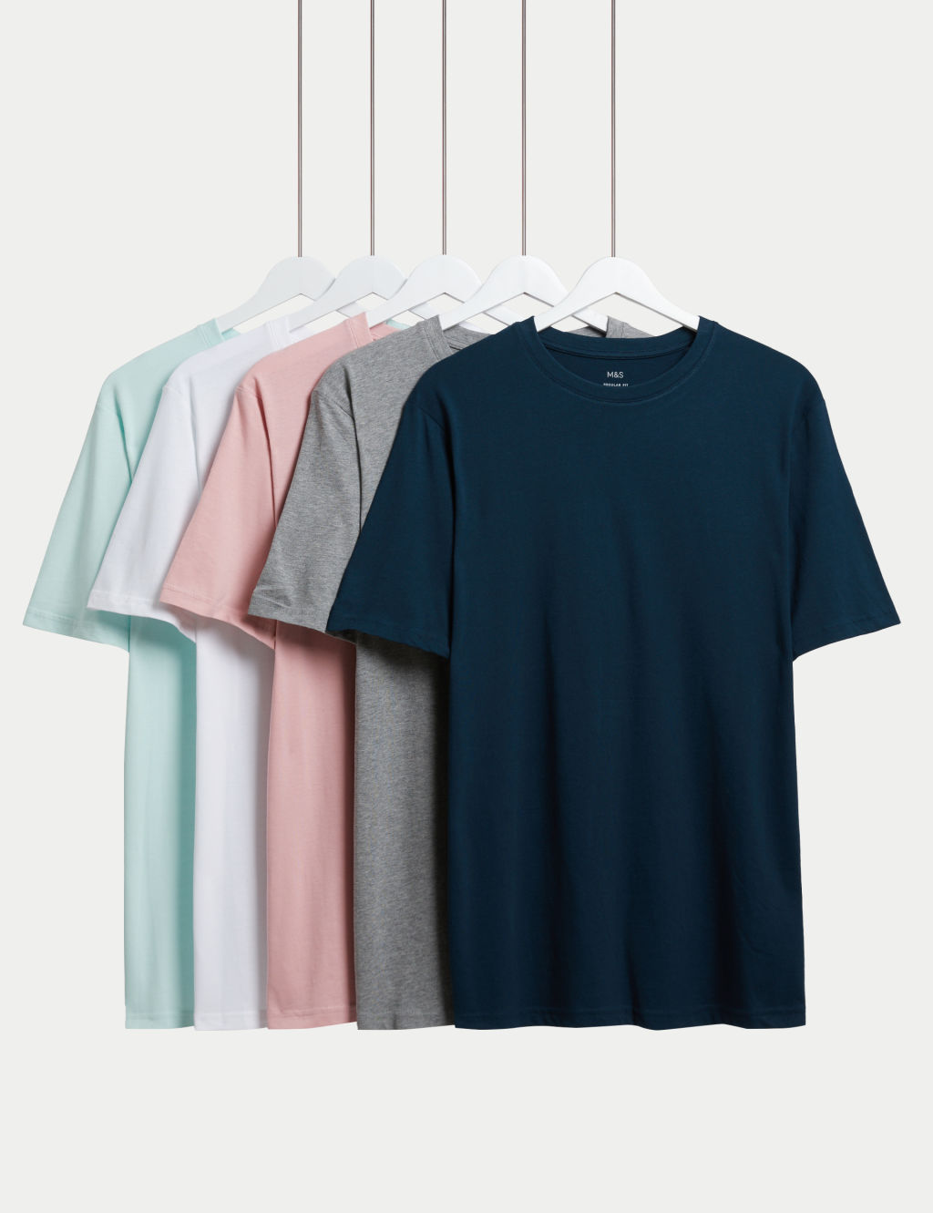 5pk Pure Cotton Crew Neck T-Shirts