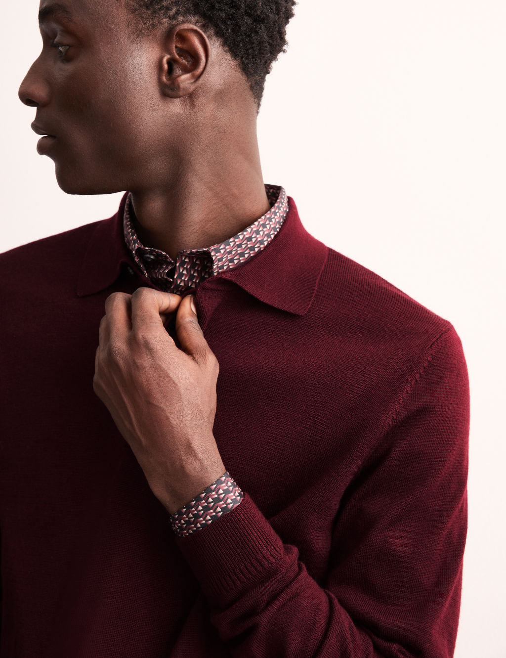 Merino Wool Rich with Silk Knitted Polo Shirt