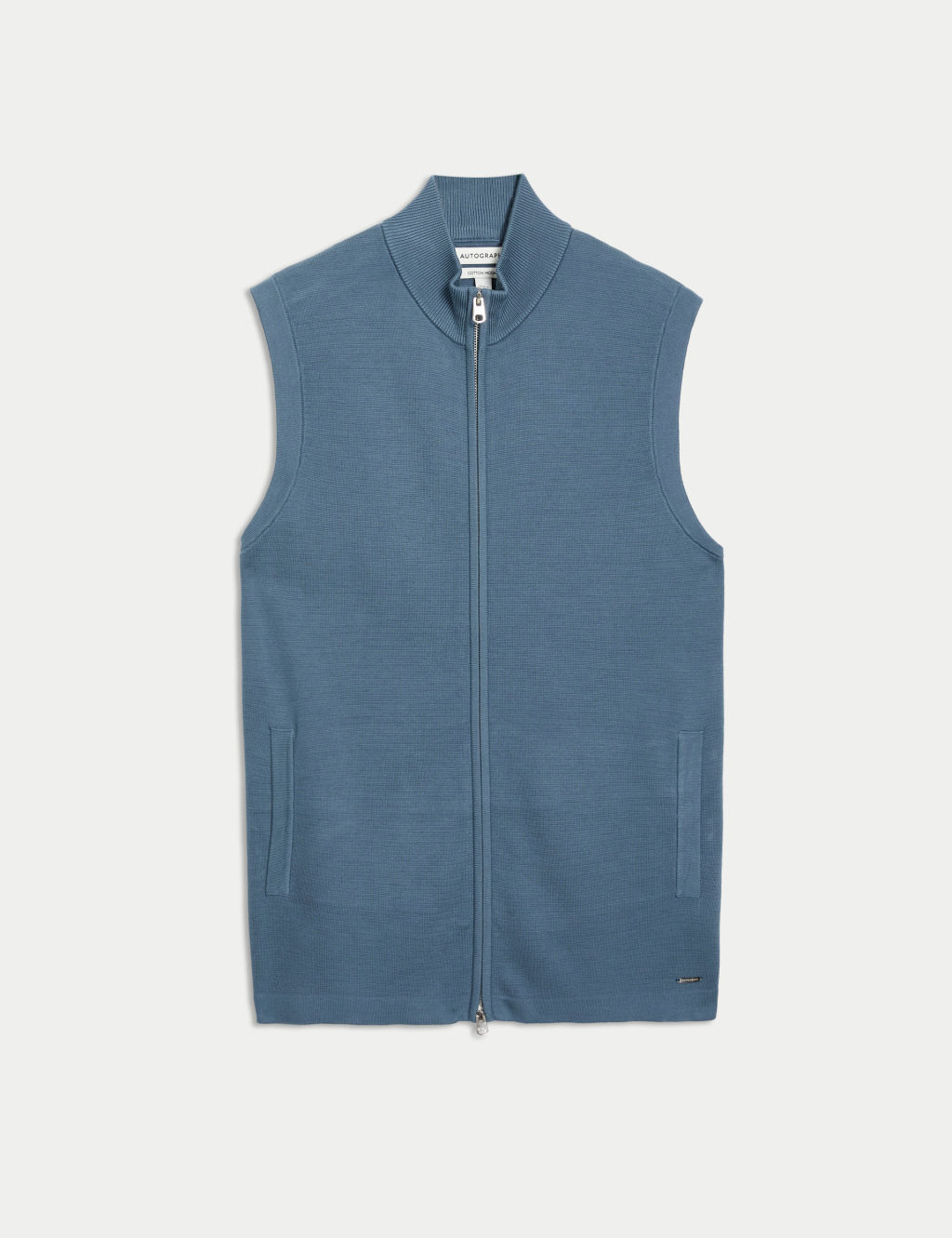 Cotton Rich Knitted Zip-up Gilet