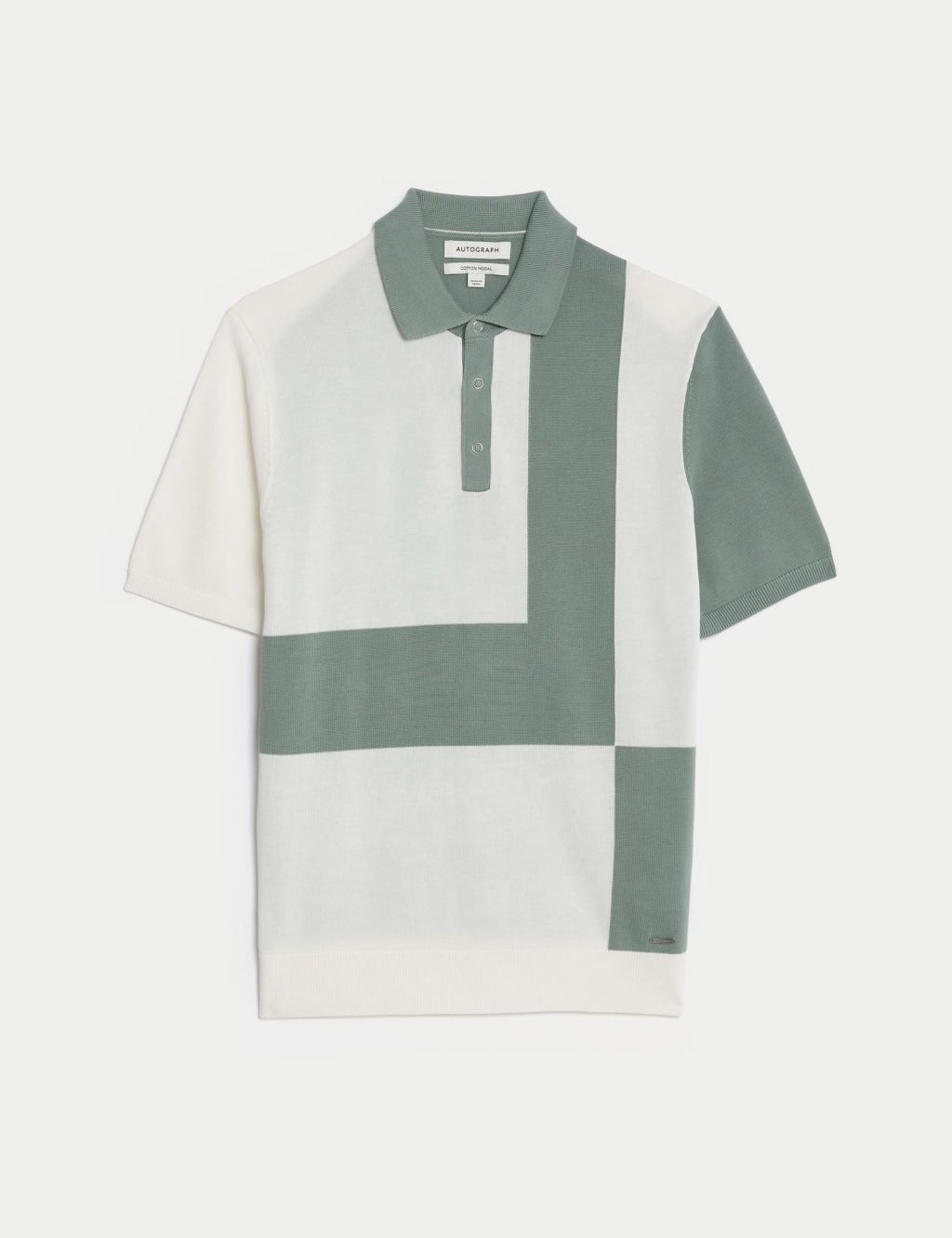 Cotton Rich Colour Block Knitted Polo Shirt 1 of 5