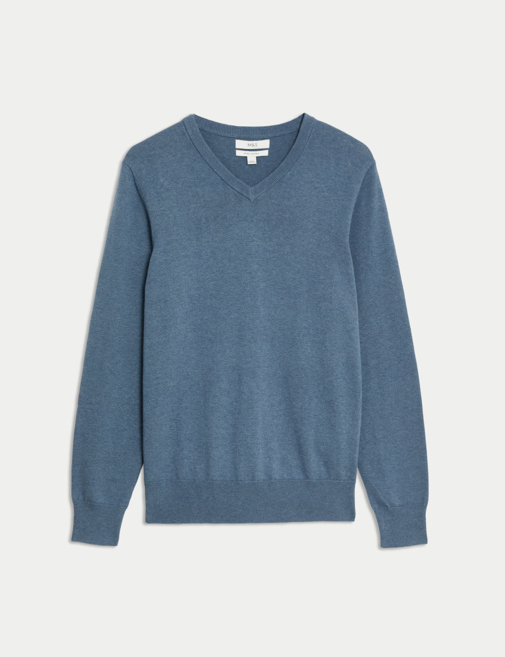 Pure Cotton V-Neck Knitted Jumper