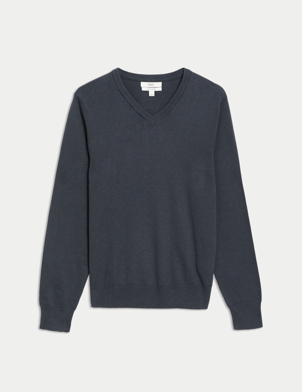 Pure Cotton V-Neck Knitted Jumper