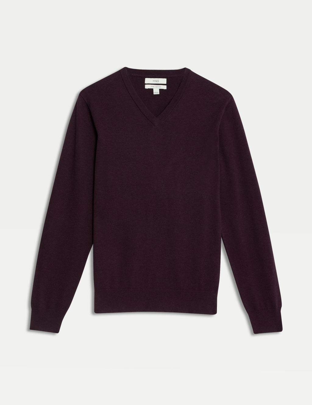 Pure Cotton V-Neck Knitted Jumper