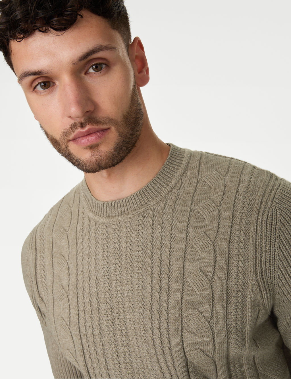 Cotton Blend Textured Crew Neck Jumper 2 of 5