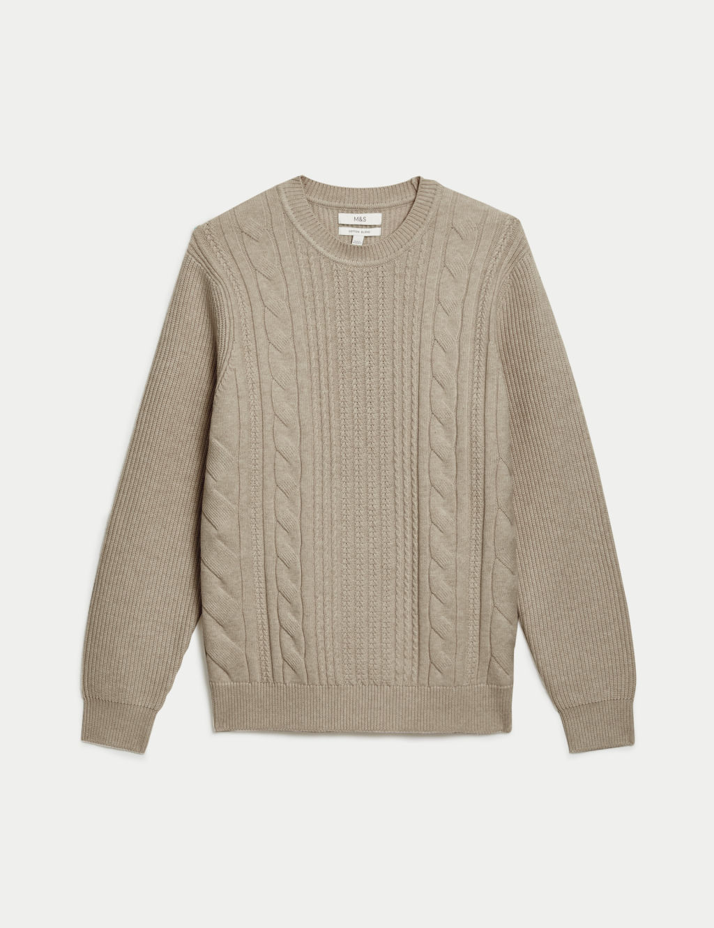 Cotton Blend Textured Crew Neck Jumper 1 of 5