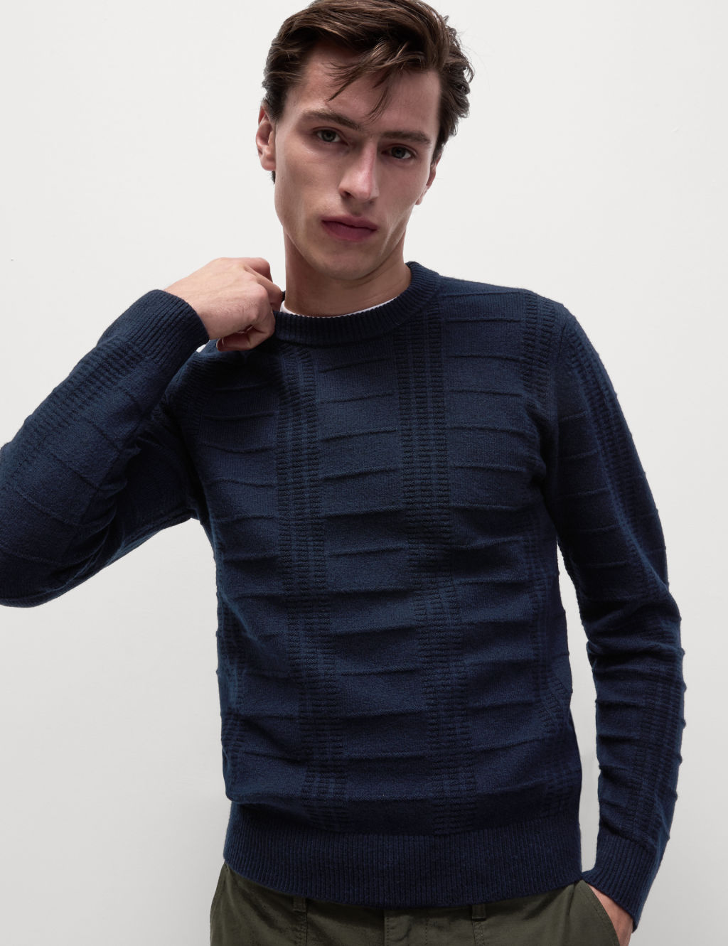 Textured Crew Neck Jumper