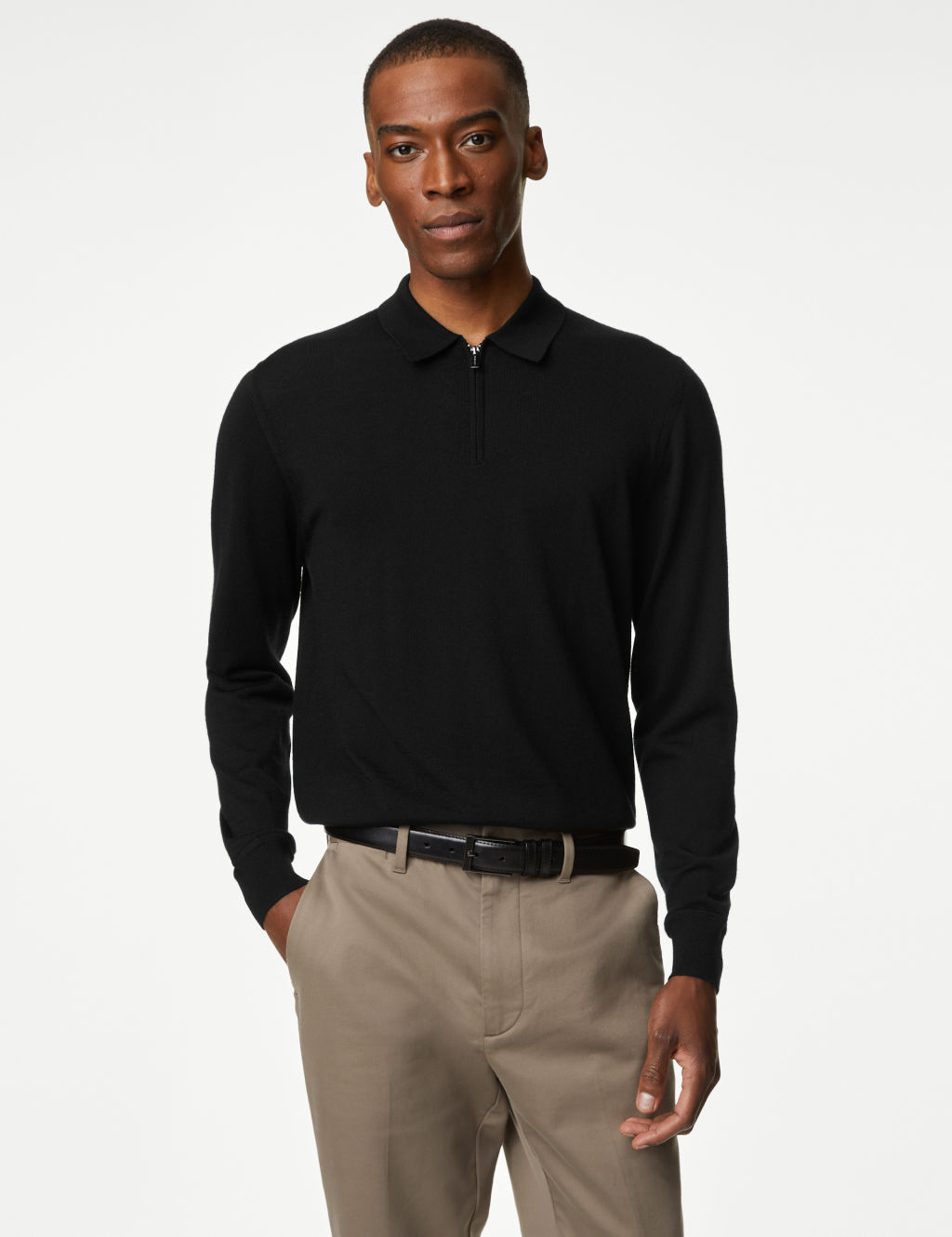 Pure Extra Fine Merino Wool Knitted Polo 3 of 5