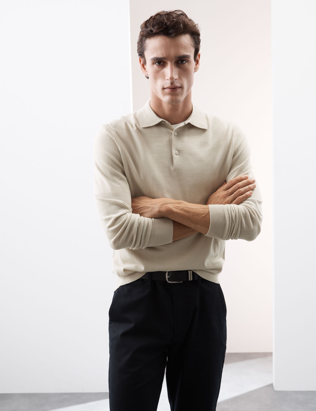 Pure Extra Fine Merino Wool Knitted Polo Shirt