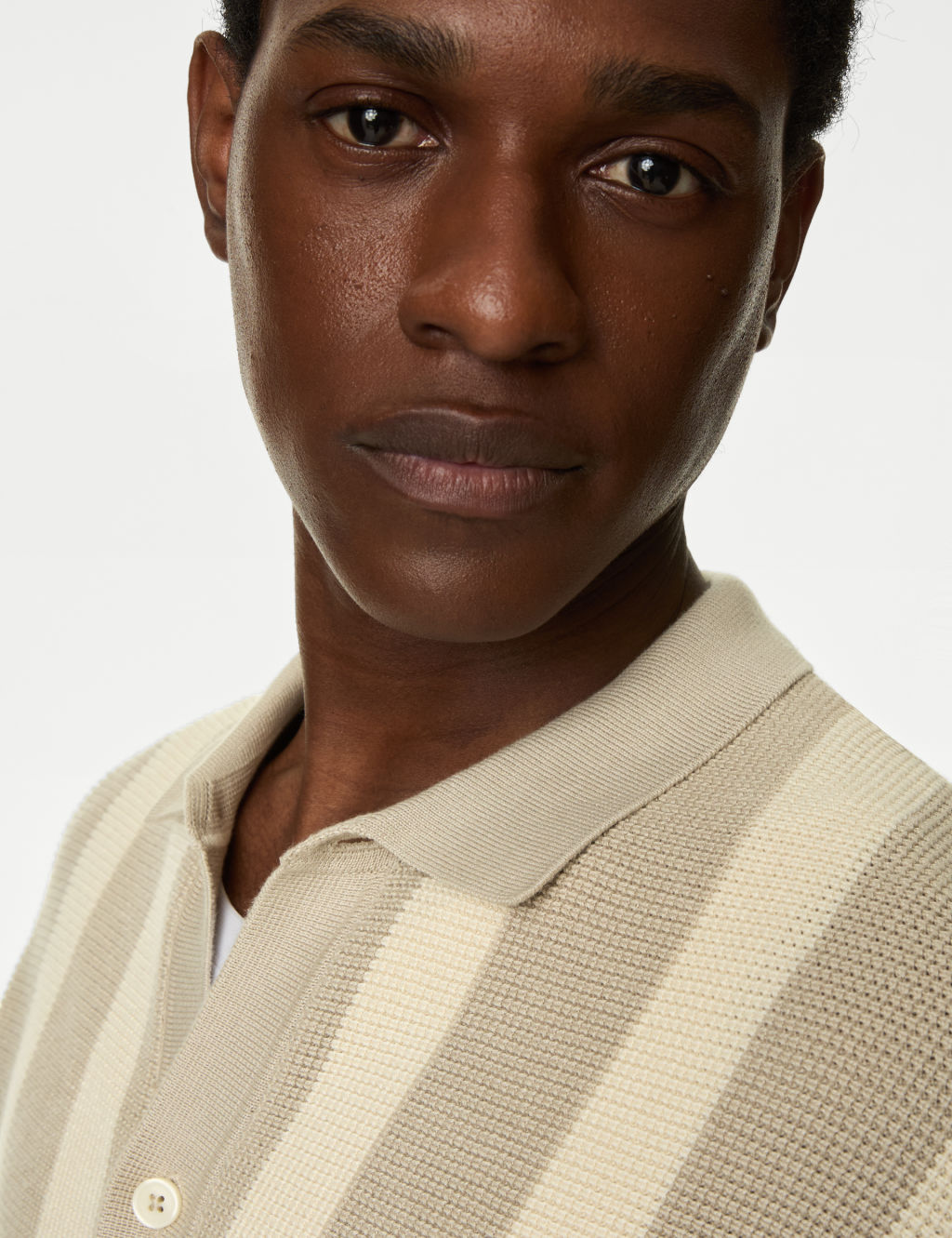 Cotton Rich Striped Knitted Polo Shirt M&S Collection M&S