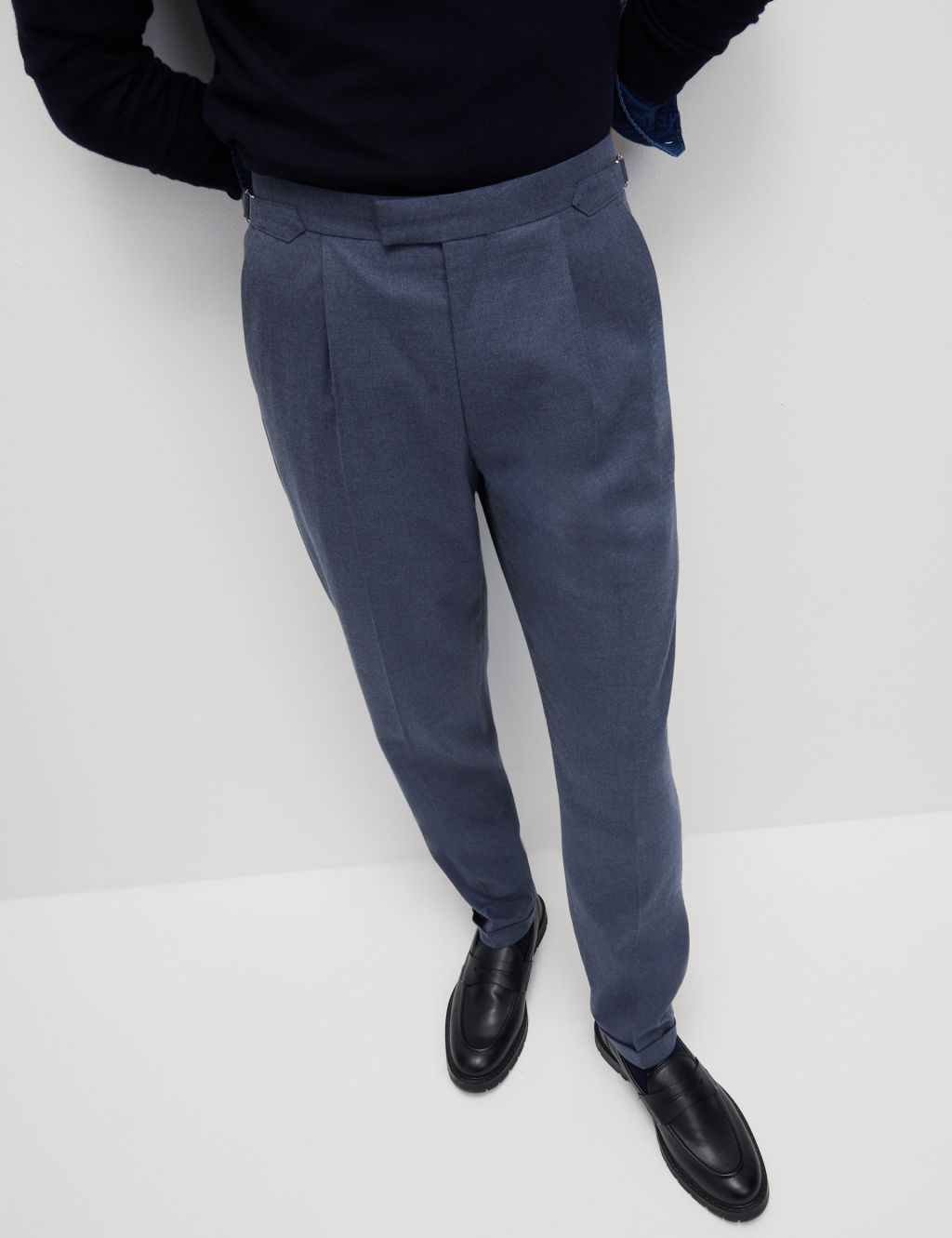 Tailored Fit Twill Single Pleat Trousers