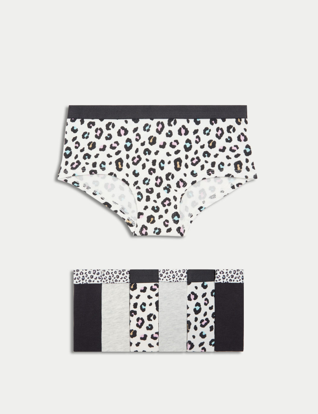 7pk Cotton with Stretch Leopard Shorts (5-16 Yrs)