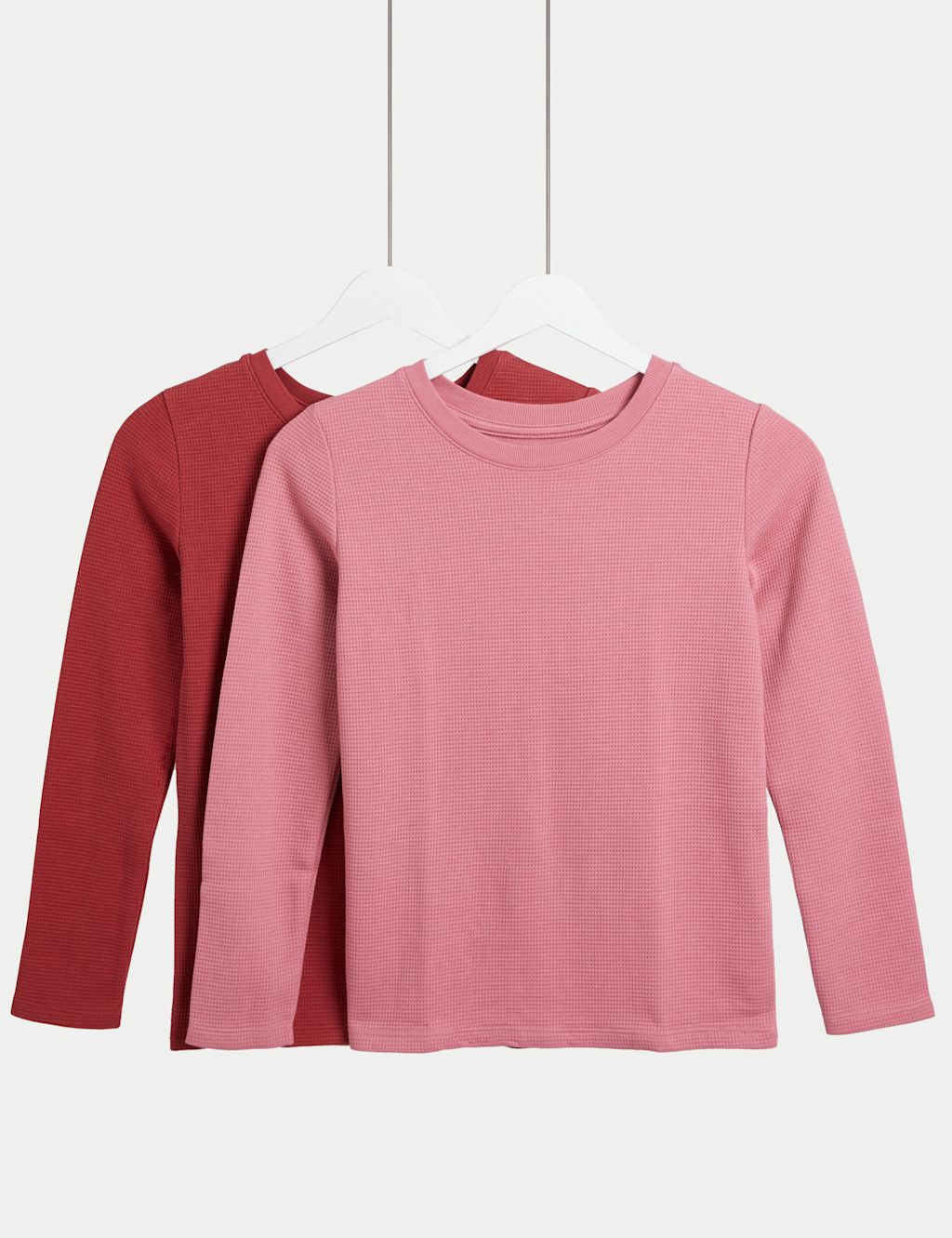 2pk Cotton Blend Waffle Tops (2-14 Yrs)