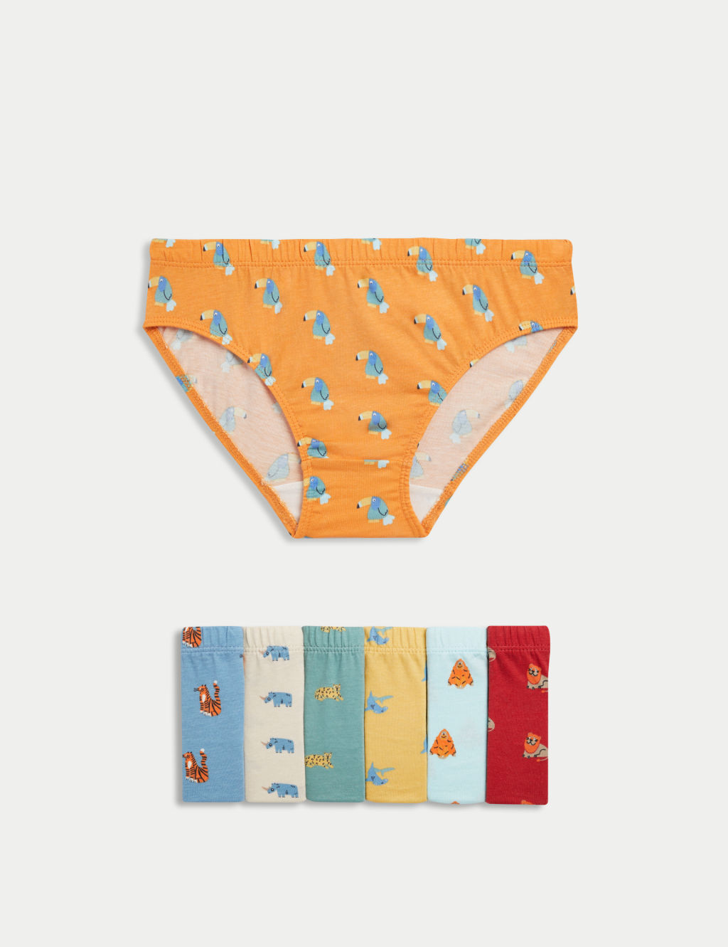 7pk Pure Cotton Animal Briefs (2-8 Years)