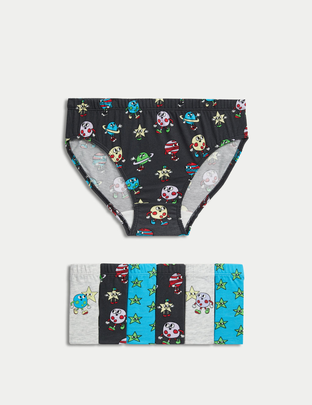 7pk Pure Cotton Space Briefs (2-8 Yrs)