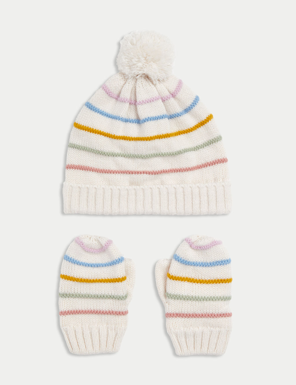 Kids' Striped Hat and Mitten Set (0-3 Yrs)