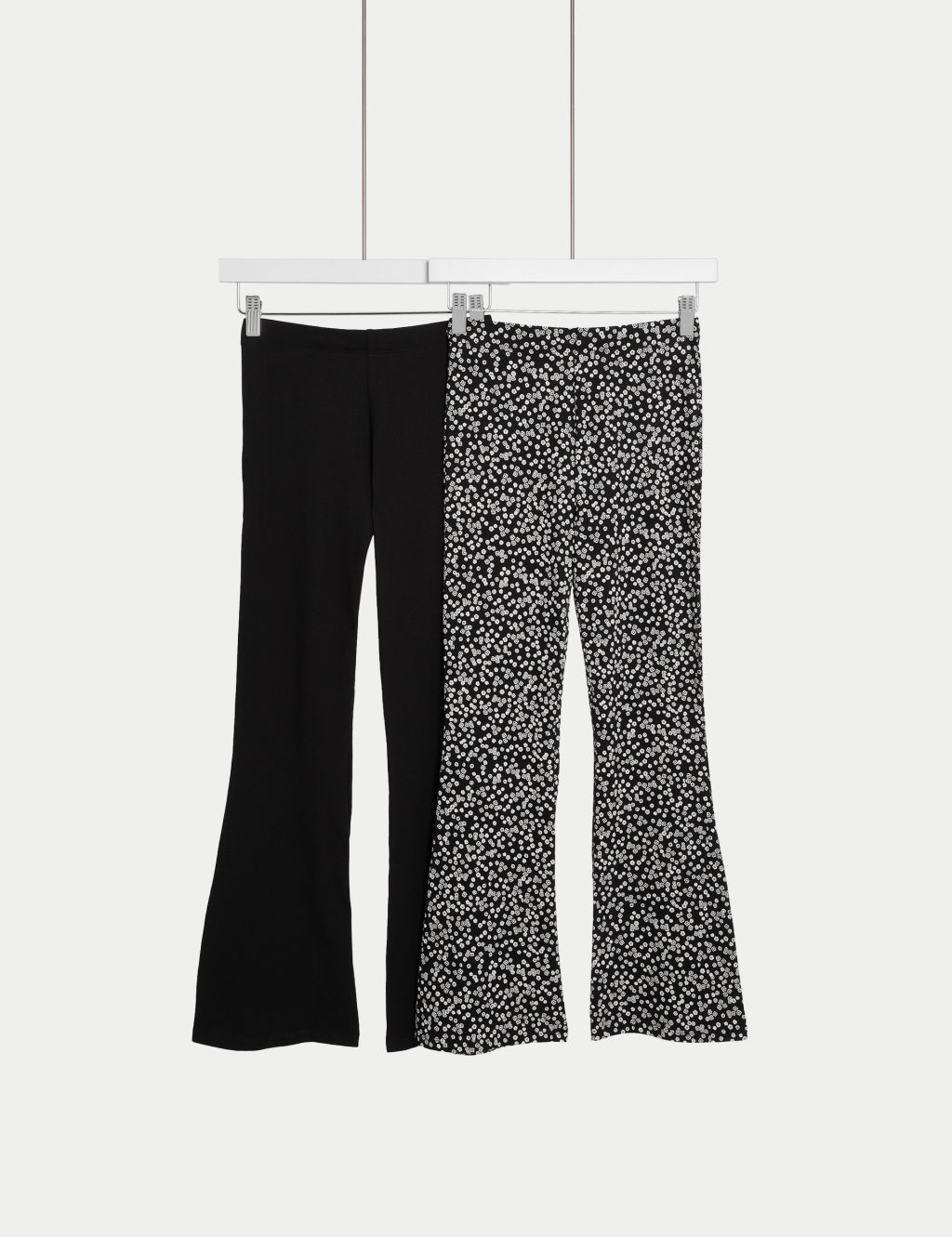 2pk Cotton Rich Flared Leggings (6-16 Yrs)