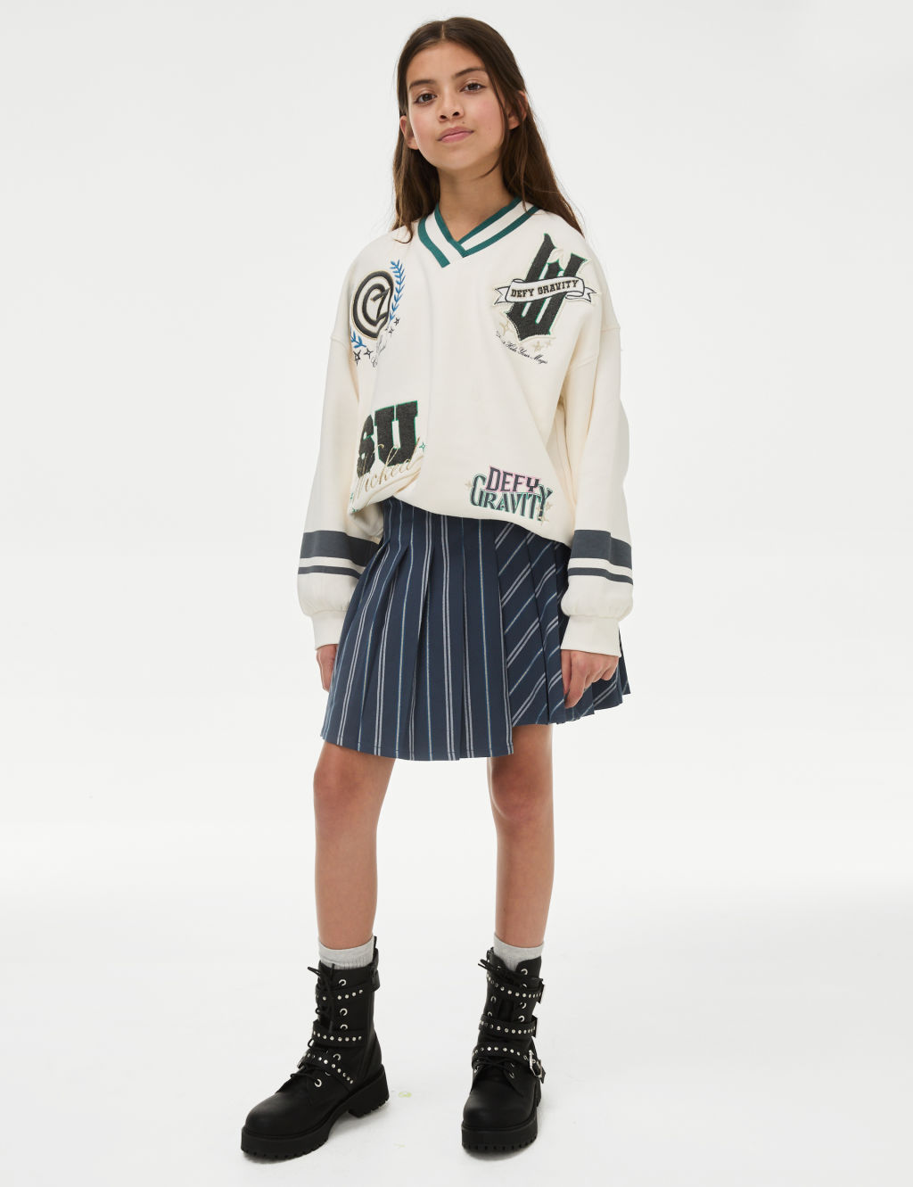 Wicked™ Pinstripe Pleated Skirt (6-16 Yrs)