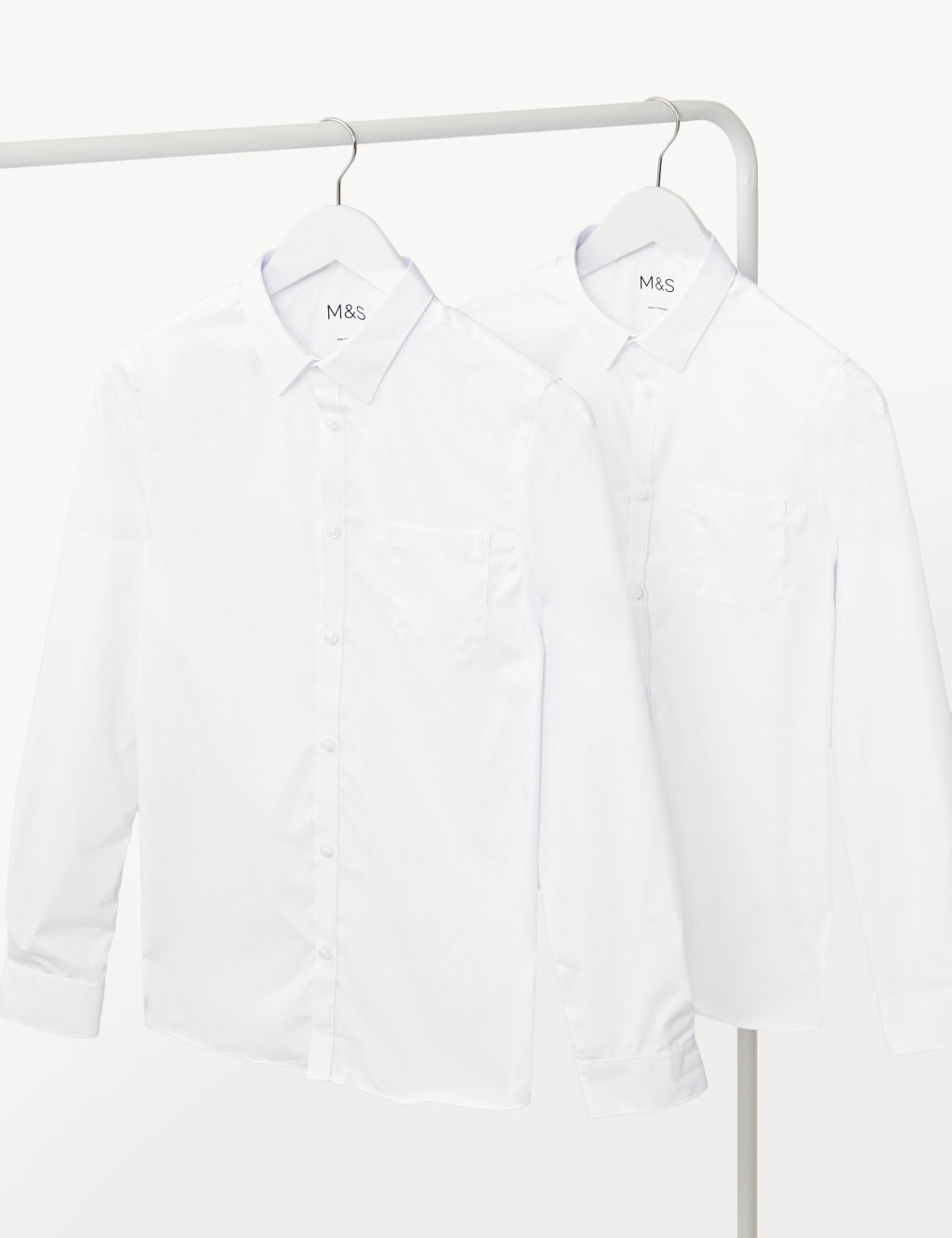 2pk Boys' Slim Fit Non-Iron School Shirts (2-18 Yrs) 1 of 7