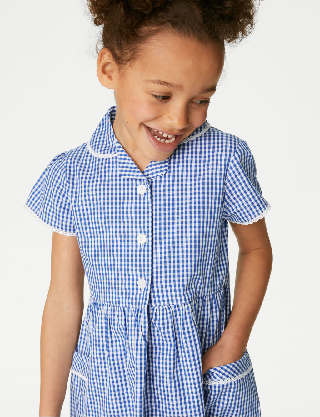 Girls' Pure Cotton Gingham School Dress (2-14 Yrs) 2 of 5