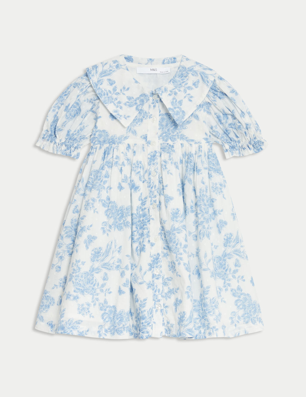 Pure Cotton Floral Dress (2-8 Yrs) 1 of 5