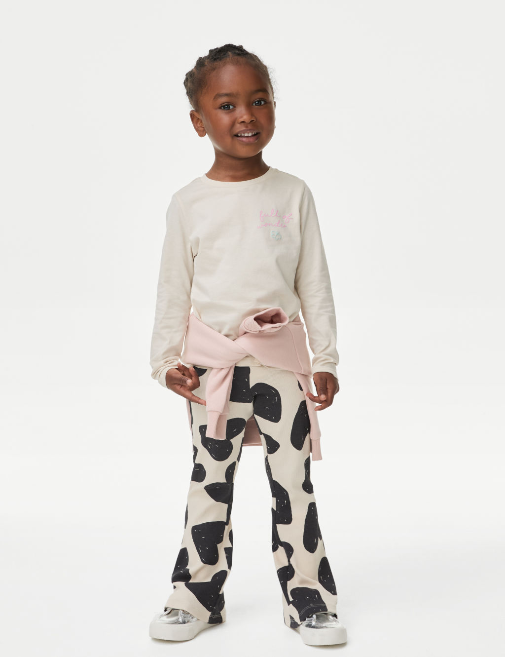 Cotton Rich Heart Ribbed Flared Leggings (2-8 Yrs) 3 of 4