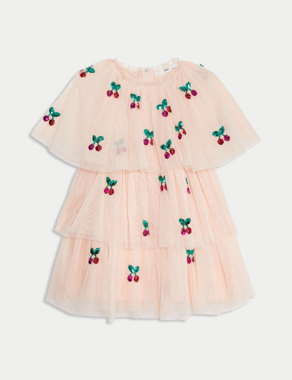 Sequin Cherry Tiered Tulle Party Dress (2-8 Yrs)
