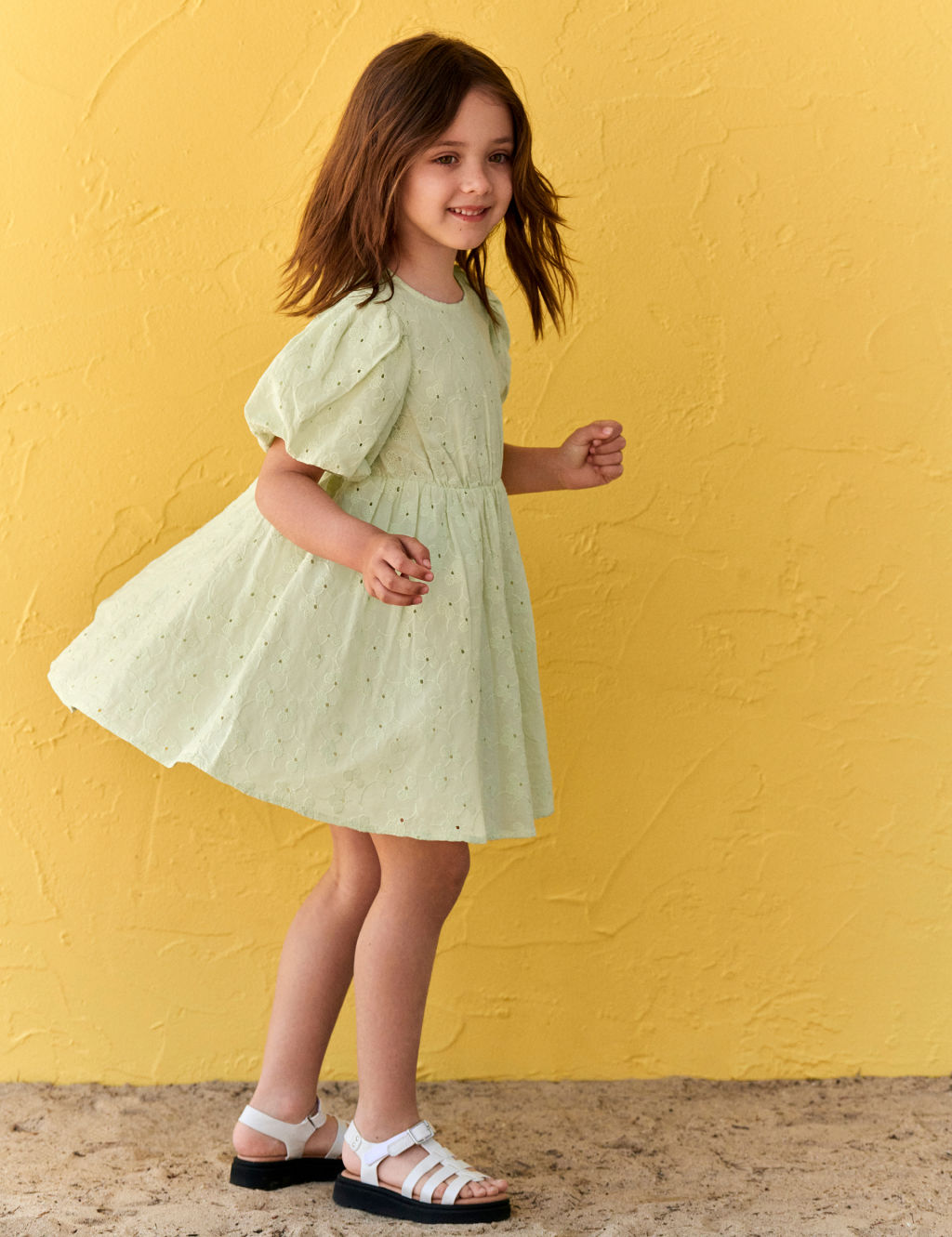 Pure Cotton Broderie Dress (2-8 Yrs)