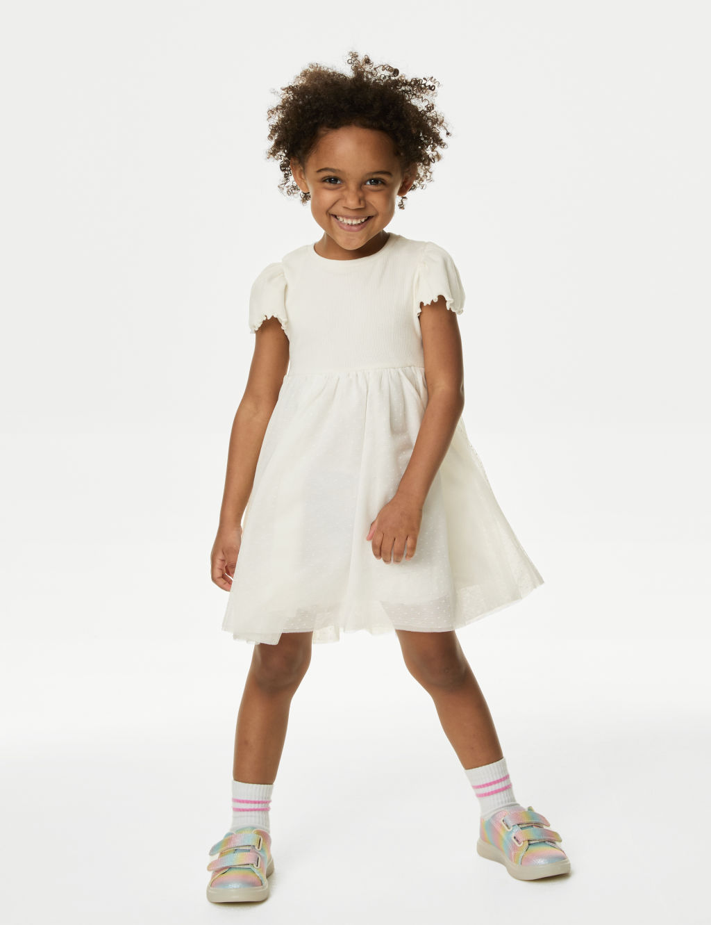 Cotton Rich Tulle Spotted Dress (2-8 Yrs) | M&S Collection | M&S