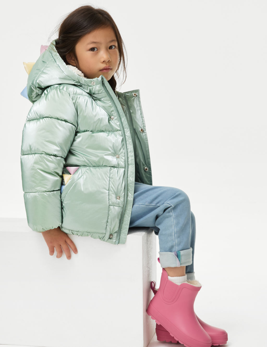Borg Lined Padded Dinosaur Coat (2-8 Yrs)