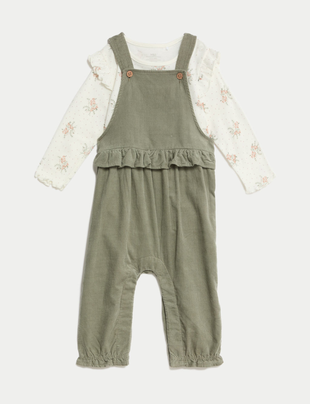 2pc Pure Cotton Cord Dungaree Outfit (0-3 Yrs)