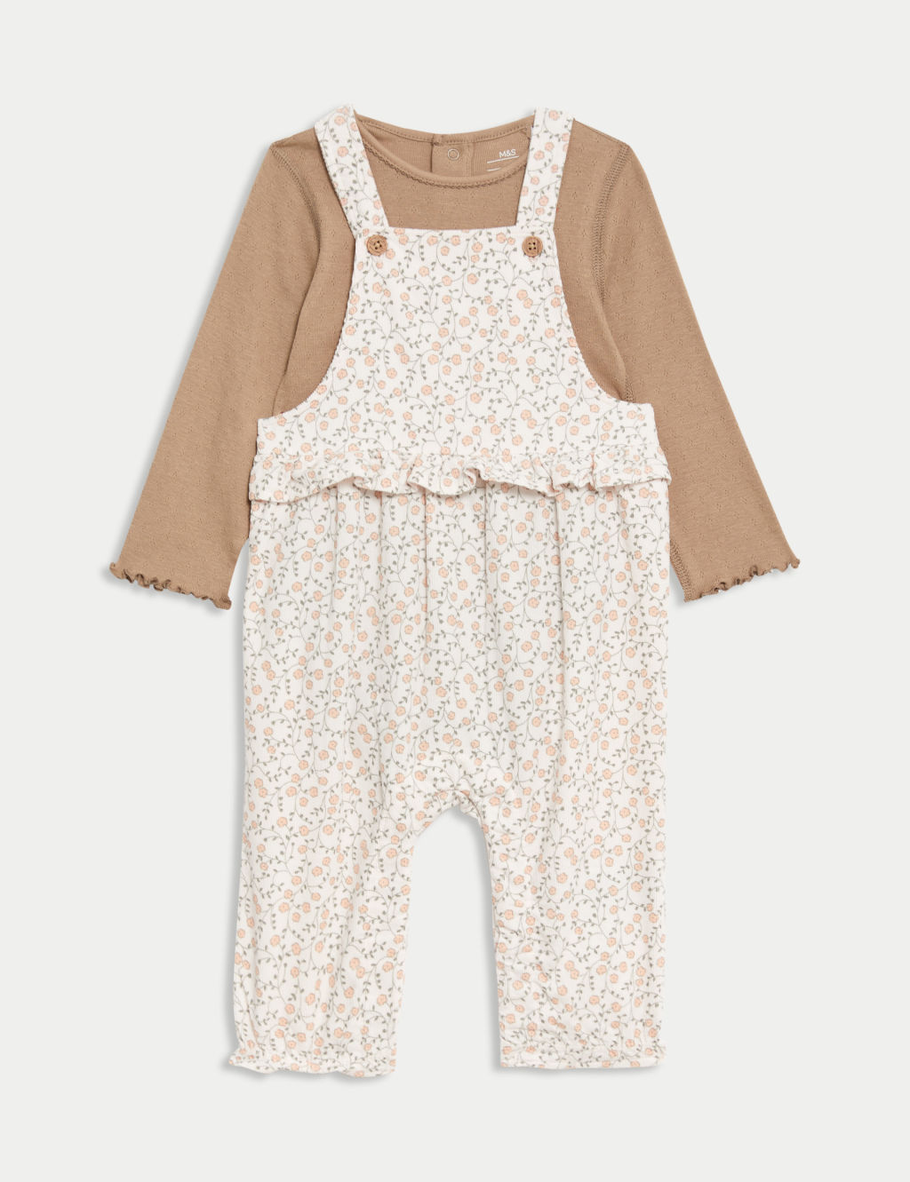 2pc Corduroy Floral Dungarees Set (0-3 Yrs)