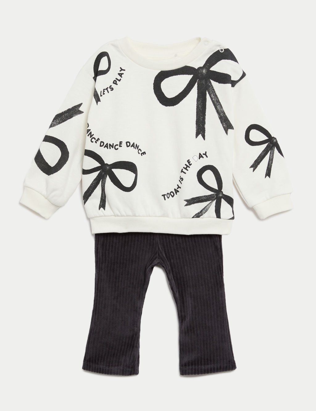 2pc Cotton Rich Bow Print Outfit (0-3 Yrs)