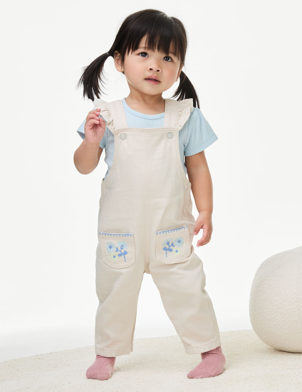 2pc Pure Cotton Dungaree Outfit (0-3 Yrs)