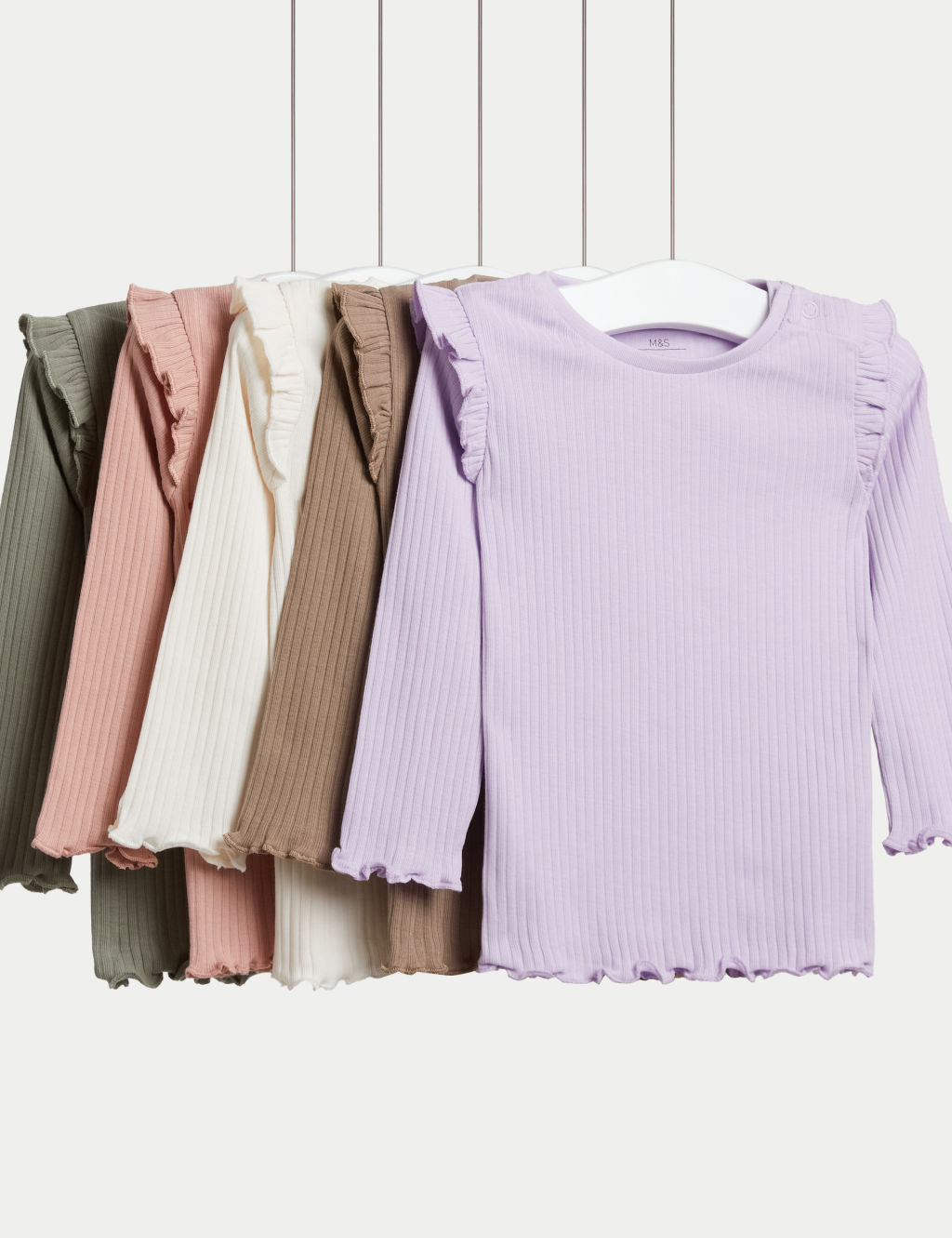 5pk Pure Cotton Frilled Tops (0-3 Yrs)