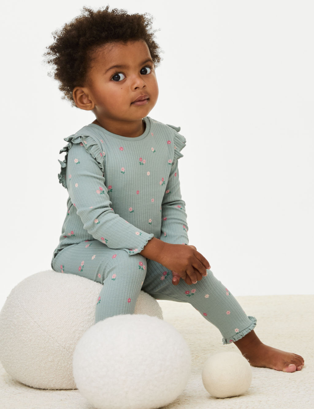 2pc Cotton Rich Ribbed Jersey Floral Outfit (0-3 Yrs)