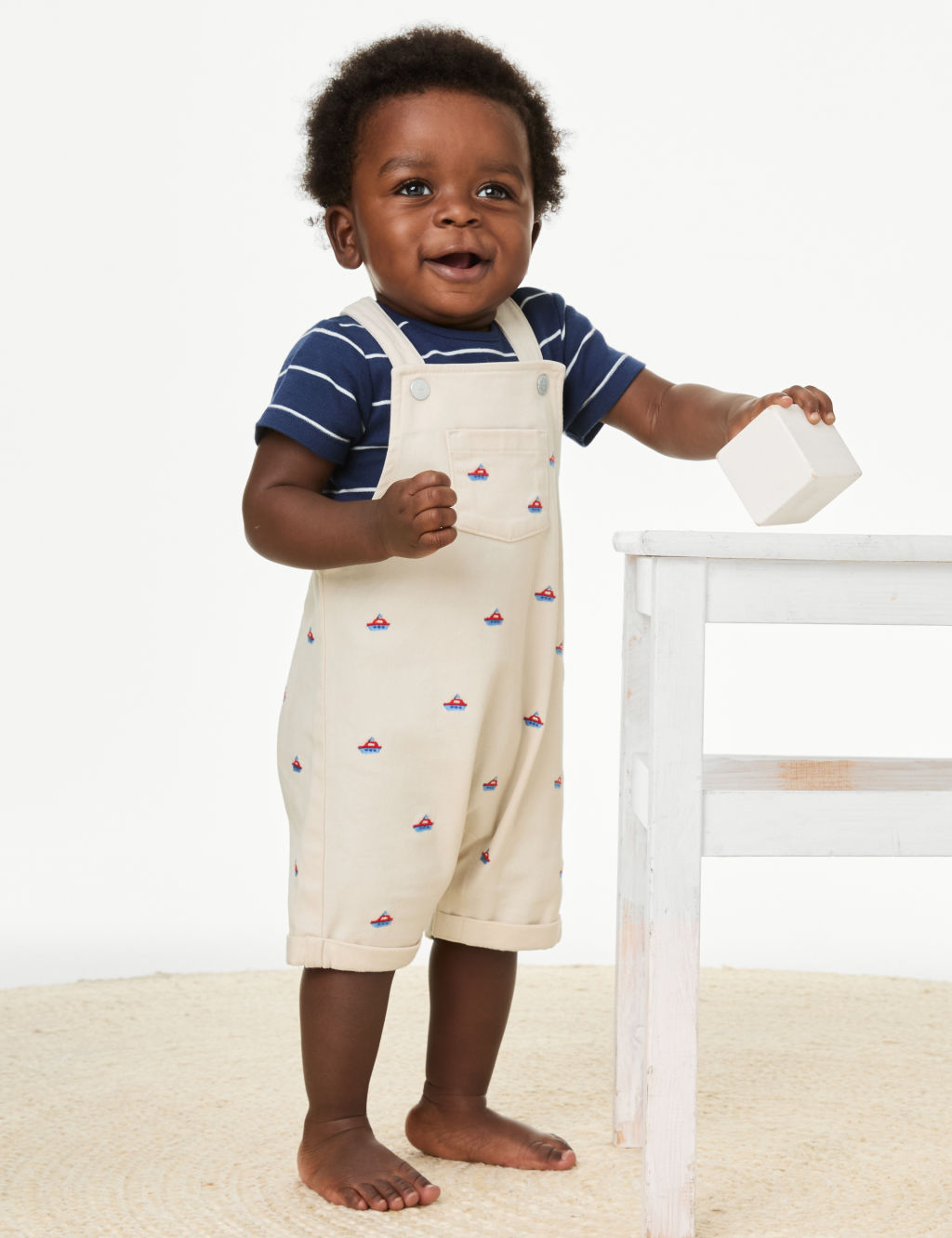 2pc Cotton Rich Striped Boat Outfit (0-3 Yrs)