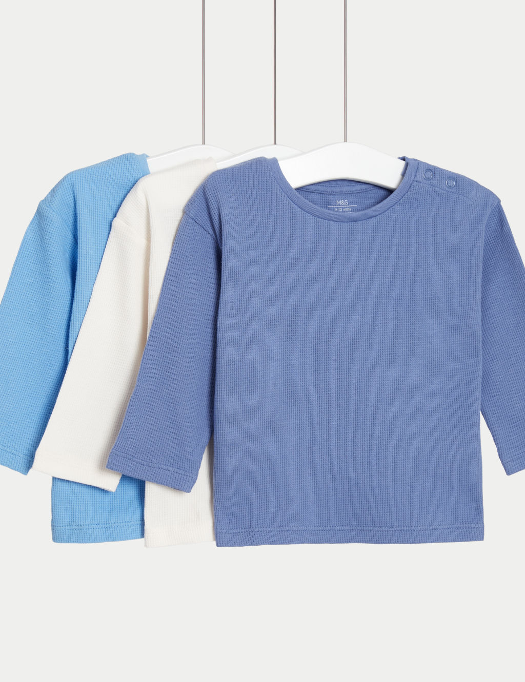 3pk Pure Cotton Waffle Tops (0-3 Yrs)