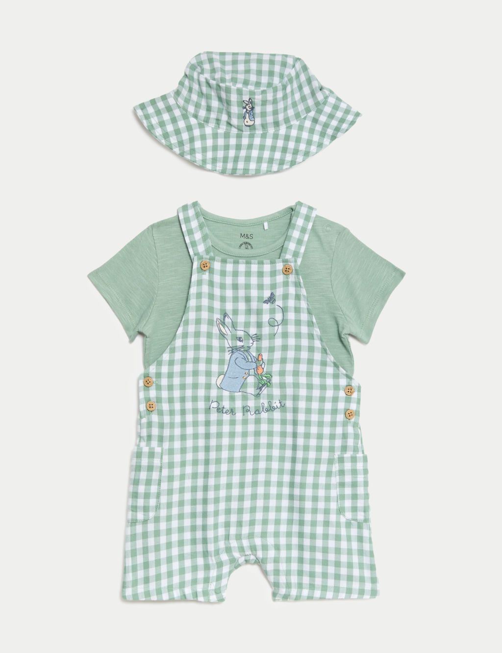 3pc Pure Cotton Peter Rabbit™ Gingham Outfit (0-3 Yrs) 1 of 9