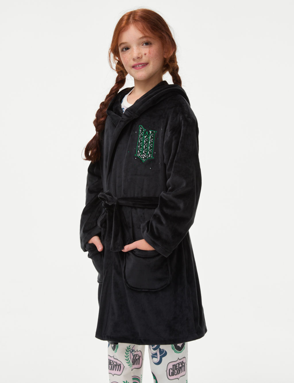 Girls black dressing gown deals