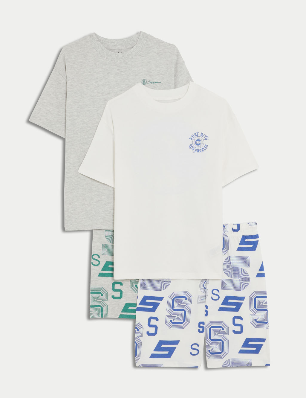 2pk Pure Cotton Graphic Pyjama Sets (6-16 Yrs) 1 of 2