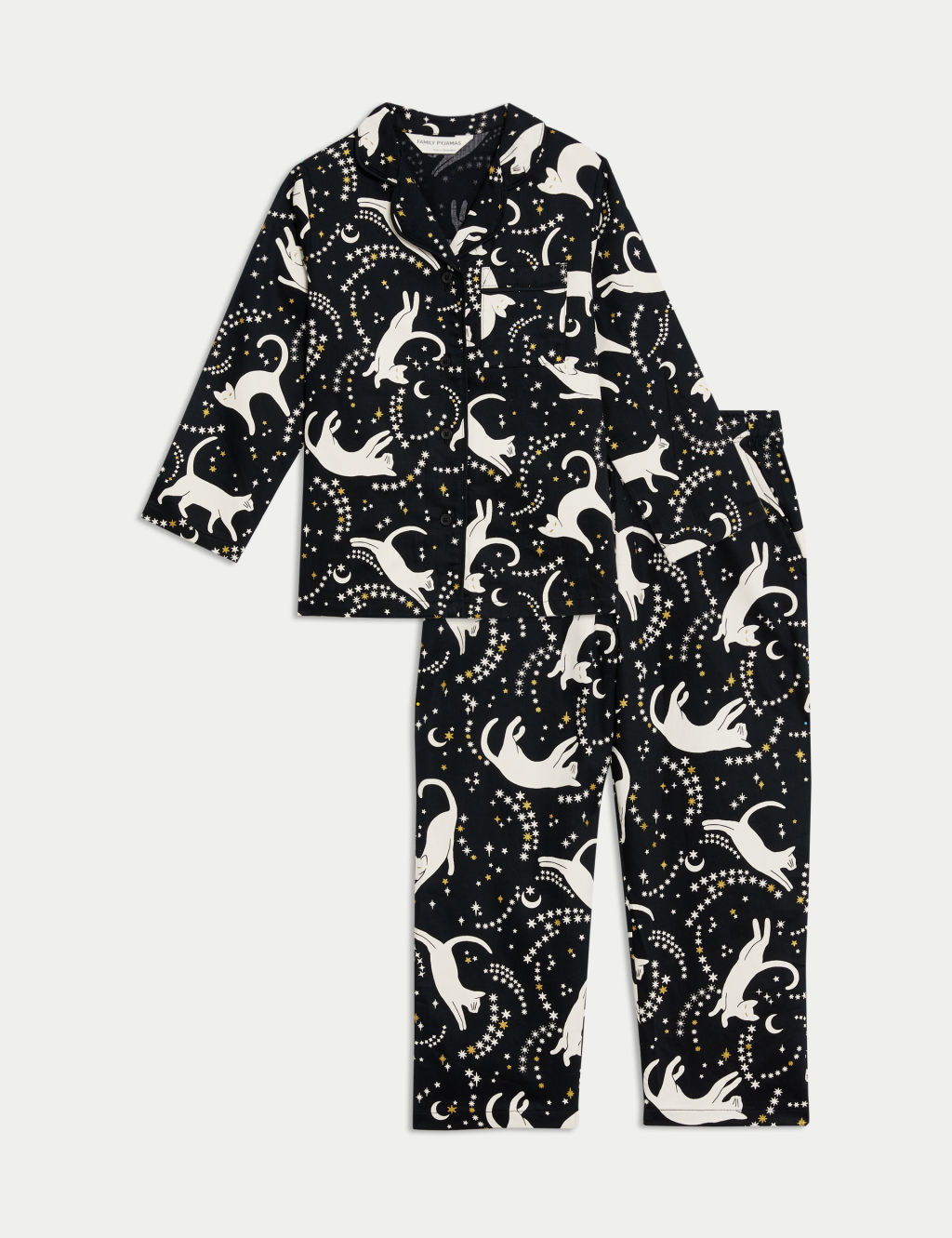Pure Cotton Mini Me Cat Print Pyjamas (1-16 Yrs)