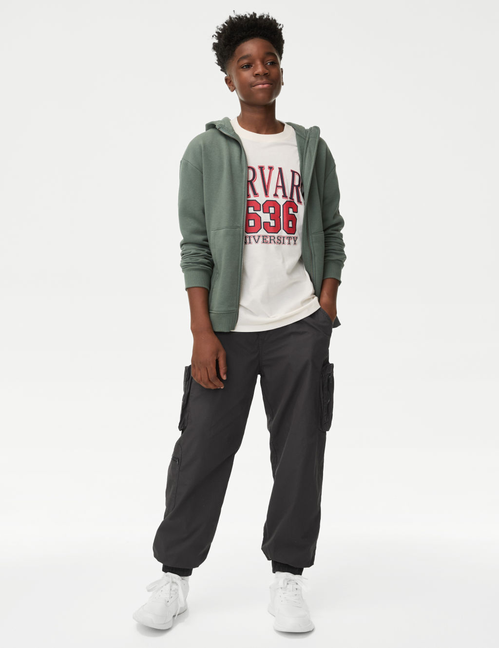 Pure Cotton Cargo Trousers (6-16 Yrs)