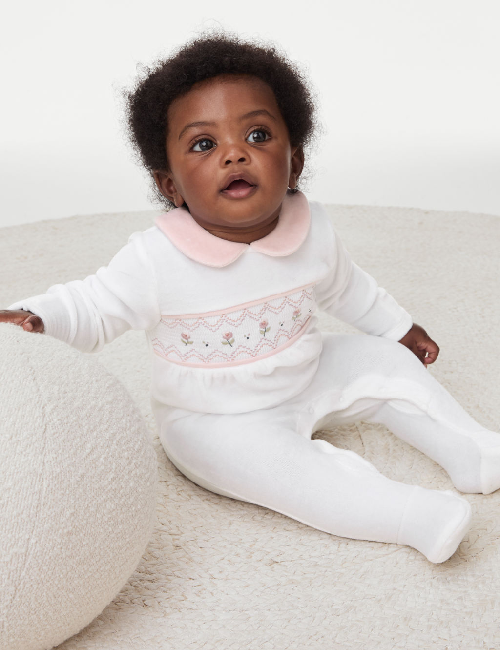 Cotton Rich Velour Floral Sleepsuit (7lbs-1 Yrs)