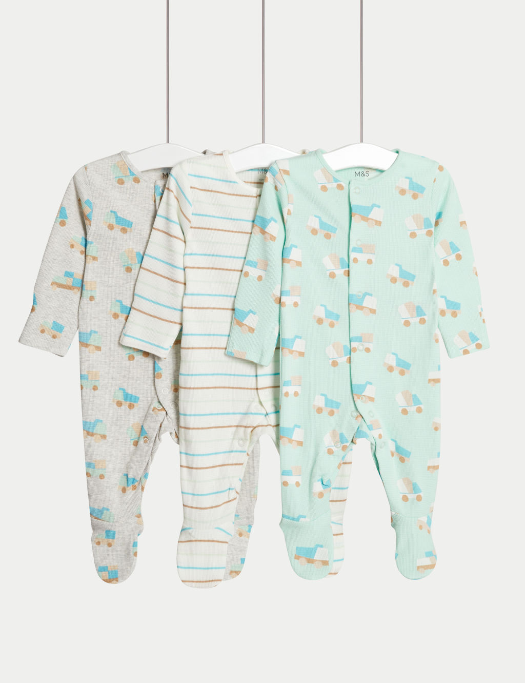 3pc Pure Cotton Tractor Sleepsuits (6½lbs-3 Yrs)