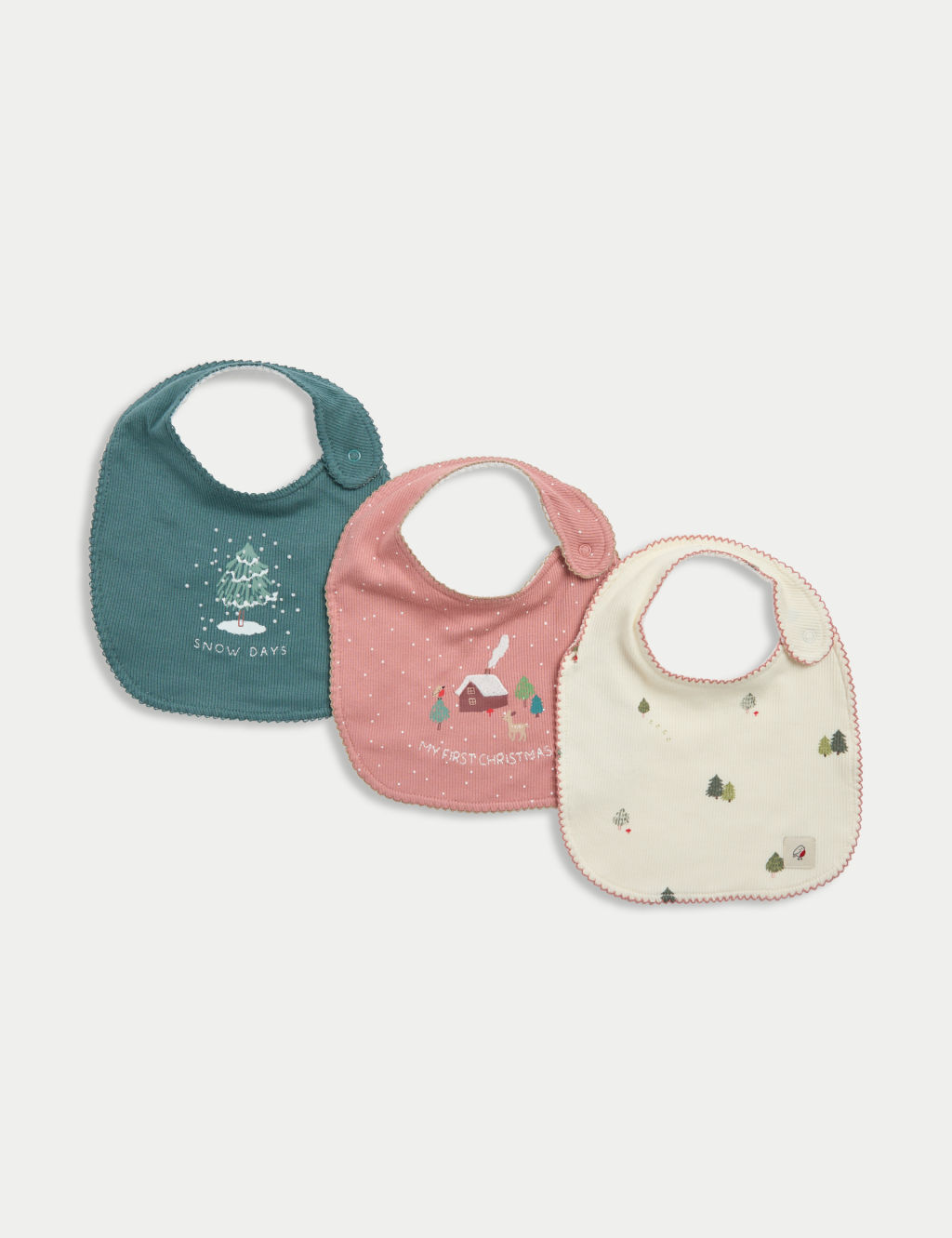 3pk Cotton Rich Christmas Dribble Bibs