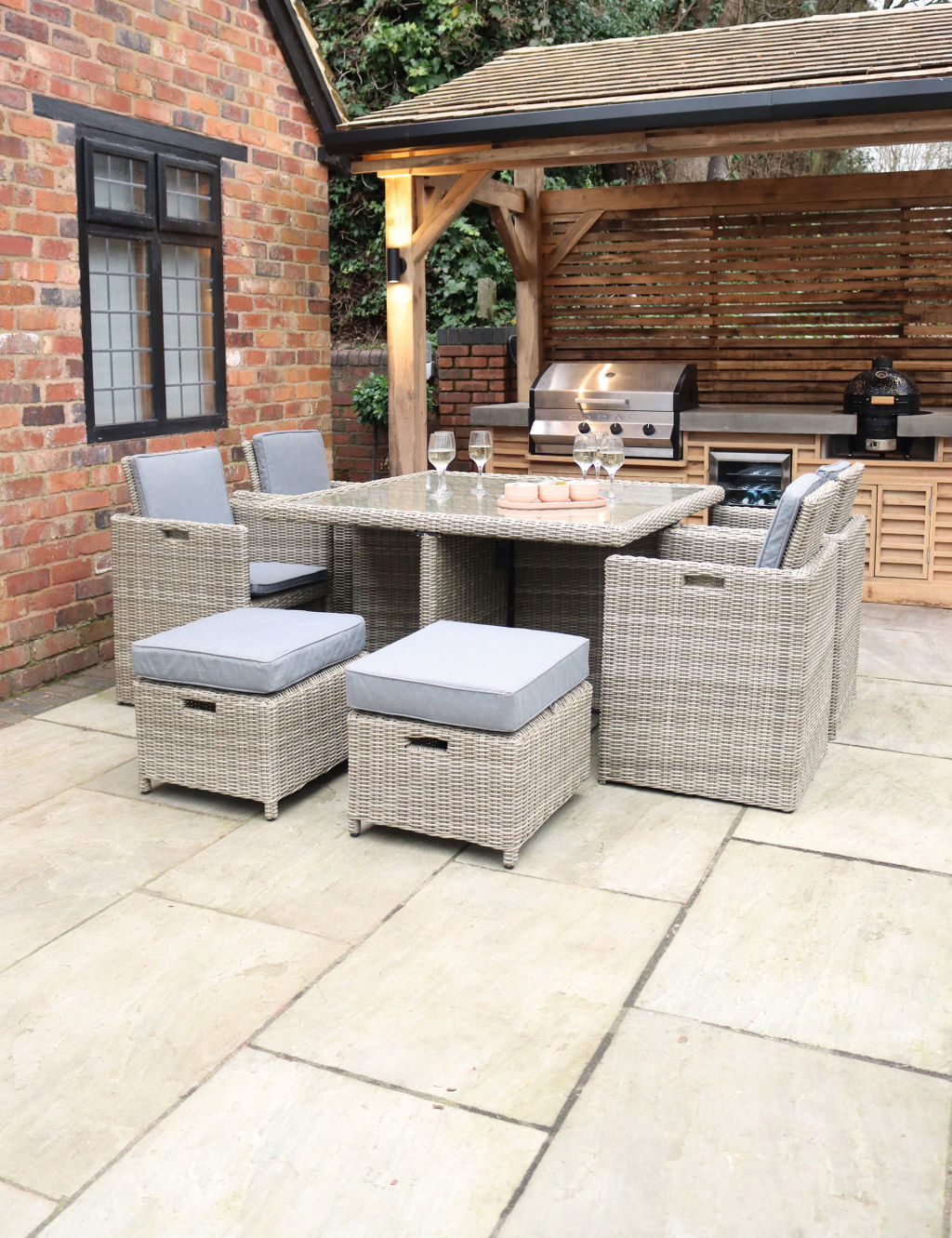 Wentworth Rattan 8 Seater Garden Dining Set Royalcraft M&S