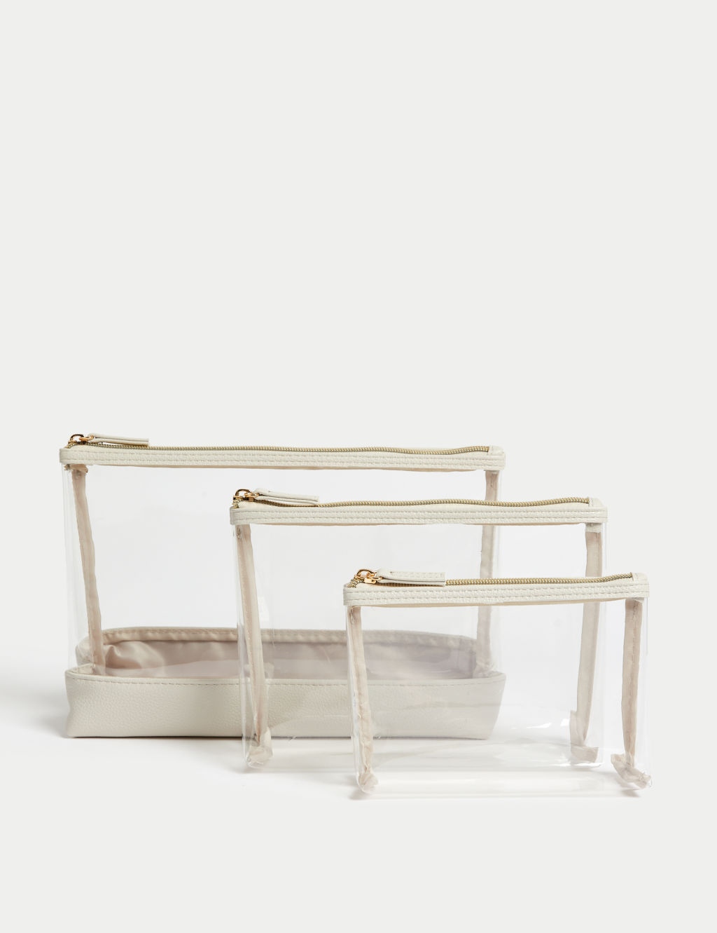 3 Piece Clear Makeup Bag Set